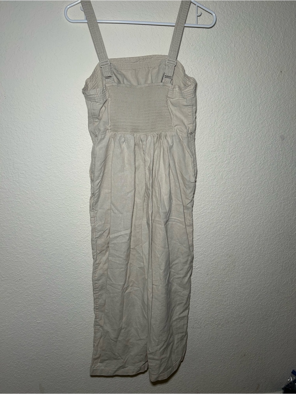 Old Navy Linen Blens Beige Casual Strappy Maxi Jumpsuit M Summer Casual Beach - Picture 5 of 7